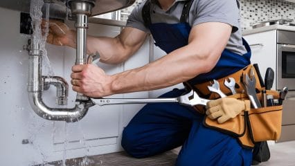 Technician using electronic equipment to detect a plumbing leak in Windsor